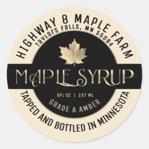 MAPLE SYRUP NOM D'ÉTAT ÉTIQUETTE IVORY & BLACK