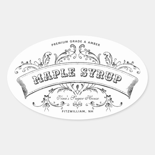 Maple Syrup Old Fashioned Scroll Editable Label (Voorkant)