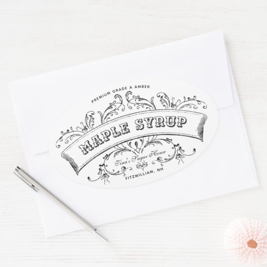 Maple Syrup Old Fashioned Scroll Editable Label (Envelop)