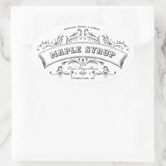 Maple Syrup Old Fashioned Scroll Editable Label (Tas)