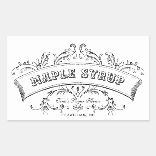 Maple Syrup Old Fashioned Scroll Editable Label (Voorkant)
