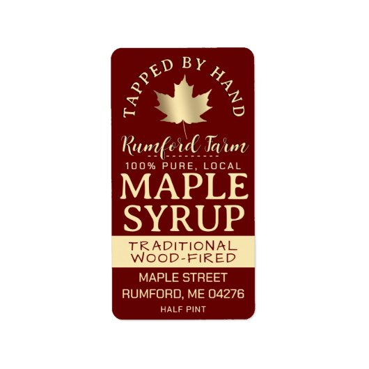 Maple Syrup op adres of verzendlabel Red Leaf Etiket (Voorkant)