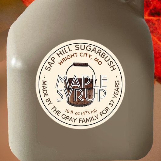Maple Syrup Sap Bucket Editable Label