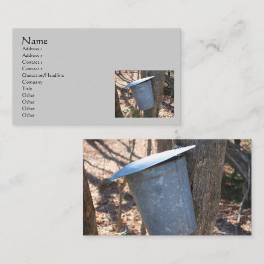 Maple Syrup Sap Bucket on Tree Visitekaartje (Voorkant / Achterkant)