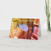 Maple Syrup Sap Buckets op de Boom Kunstdag Kaart (Voorkant)