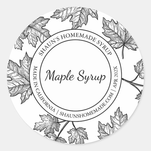 Maple Syrup Schets Modern label (Voorkant)