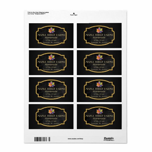 Maple Syrup Zakelijk Verzendlabel (Full Sheet)