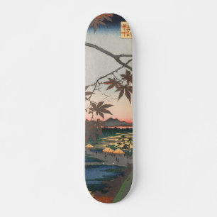 Maple Trees in Autumn Shrine Ukiyo-e Japan Skateboard