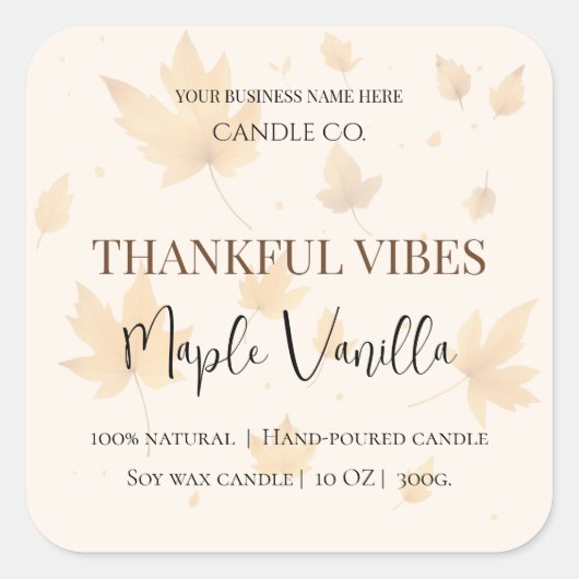 Maple Vanilla | Elegant Fall Soy Candle Label (Voorkant)