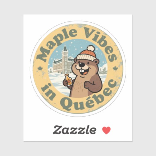 Maple Vibes in Québec met een grappige bever Sticker (Vel)