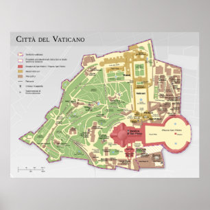 Mappa della Città del Vaticano diagramma Vaticaan Poster