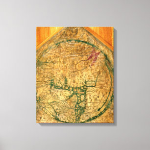 Mappa Mundi, c.1290 Canvas Afdruk