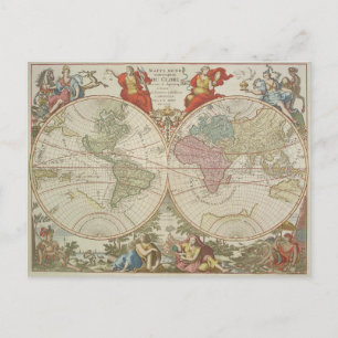 Mappe Monde ou Description du Wereldbol Terrestre Briefkaart