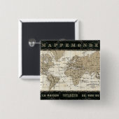 Mappemonde Vierkante Button 5,1 Cm (Voorkant /achterkant)