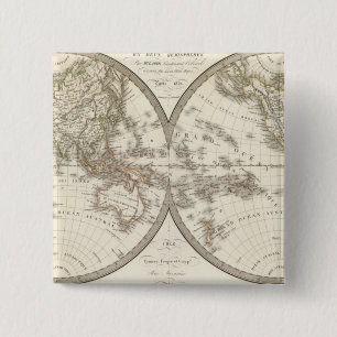 Mappemonde - Wereldkaart Vierkante Button 5,1 Cm