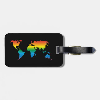 Mapref rainbow coloured world map black bagagelabel