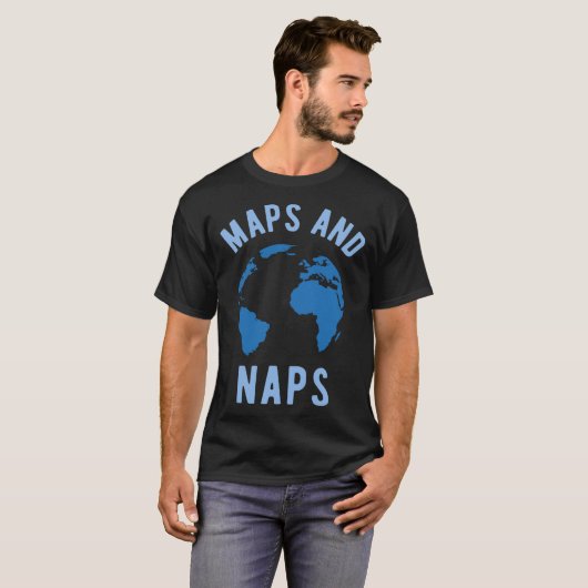 Maps and Naps Geographyeacher T-shirt (Voorkant volledig)