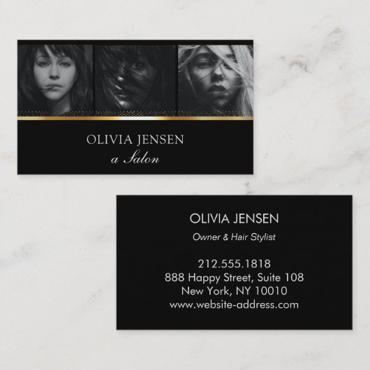 Maquillage Artiste 3 Photo Carte de visite d'or (Devant / Derrière)
