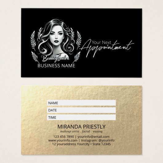 Maquillage Artiste Coiffure Stylo moderne Noir Bla (Devant & derrière)