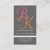 Maquillage Artiste Monogrammes Carte de visite gri (Dos)