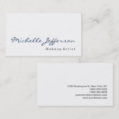 Maquillage bleu Calligraphie Artiste Carte de visi (Devant / Derrière)