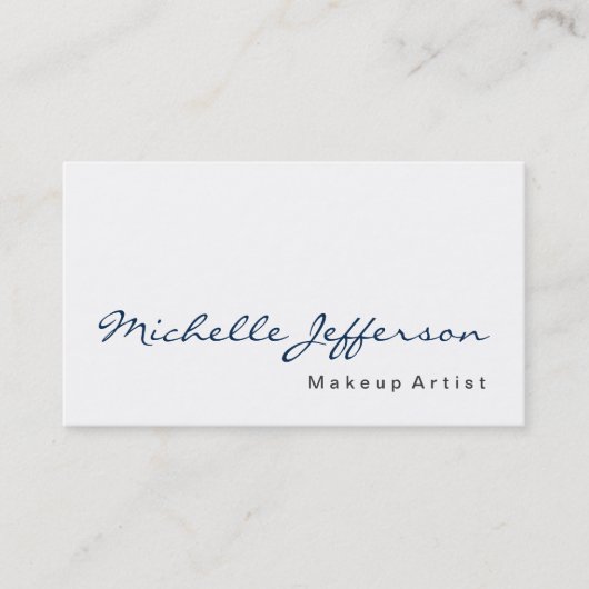 Maquillage bleu Calligraphie Artiste Carte de visi (Devant)