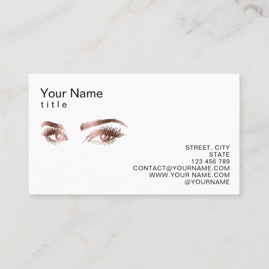 Maquillage Eyebrow Eyes Lashes Rose Carte de visit (Dos)