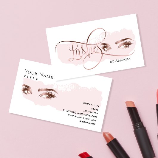 Maquillage Eyebrow Eyes Lashes Rose Carte de visit
