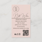Maquillage Rose, Code QR, Photo de Carte de Visite (Dos)