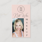 Maquillage Rose, Code QR, Photo de Carte de Visite (Devant)