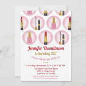 Maquillage rose Cosmétique Anniversaire Invitation (Devant)