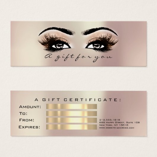 Maquillage Rose de certificat cadeau Gold Lashes (Devant & derrière)