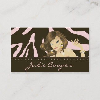 Maquiller artiste Carte de visite rose femme Zebra