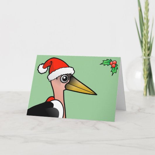 Marabou Stork Santa Feestdagen Kaart (Voorkant)