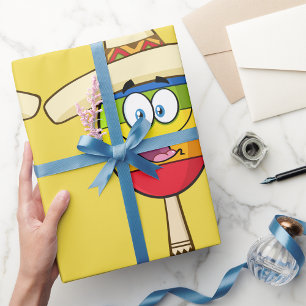 Maraca met Sombrero Kleurrijke Fiesta Cadeaupapier
