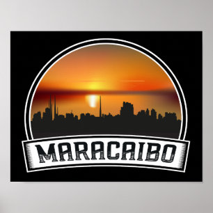 Maracaibo Venezuela Silhouet Zonsondergang Ouderwe Poster