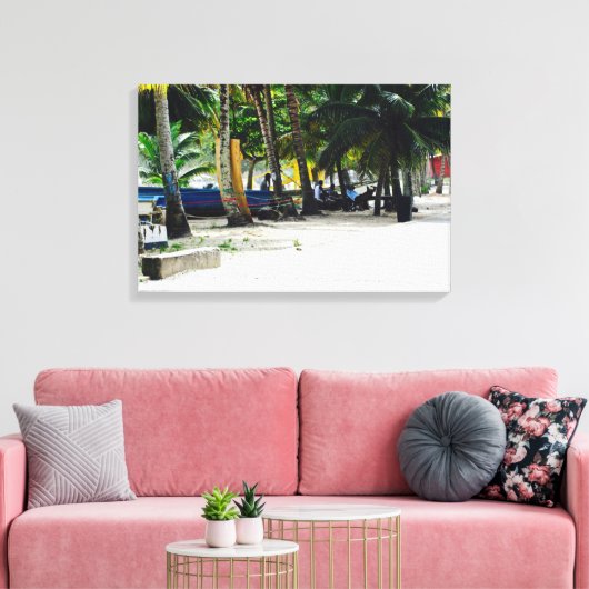 Maracas Beach - Trinidad - Canvaskunst - Pirogues Canvas Afdruk (Insitu (Woonkamer))
