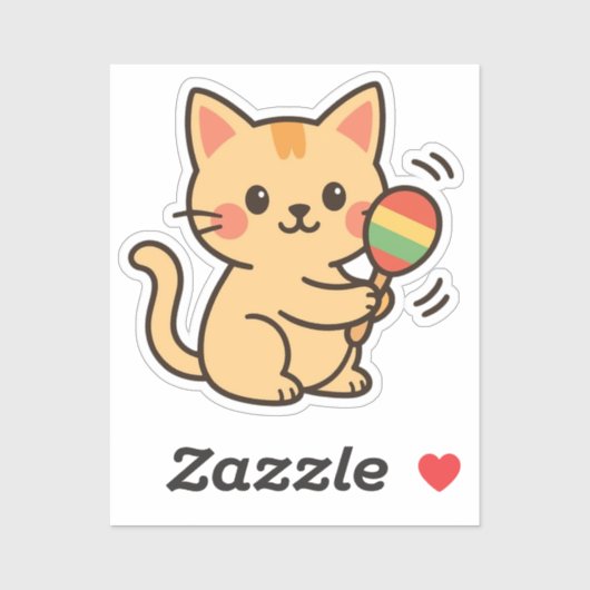 Maracas Cat Fun Dance Sticker (Vel)