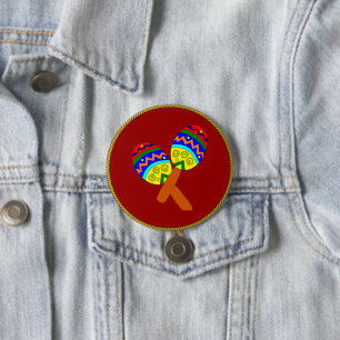 Maracas, kleurrijk ontwerp, ronde button 7,6 cm
