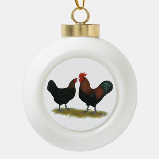 Marans Black Copper Keramische Bal Ornament (Voorkant)