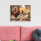 Marans Hen en Rooster in een bosrijke omgeving Canvas Afdruk (Insitu (Woonkamer))