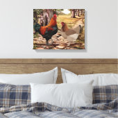 Marans Hen en Rooster in een bosrijke omgeving Canvas Afdruk (Insitu (Slaapkamer))