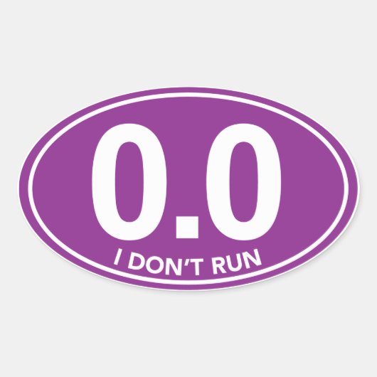 Marathon 0.0 Ik loop geen ovale Sticker (Paarse) (Voorkant)