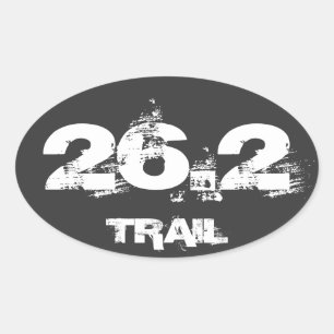 Marathon 26.2 Trail Ovaal Decal Wit Op Zwart Ovale Sticker