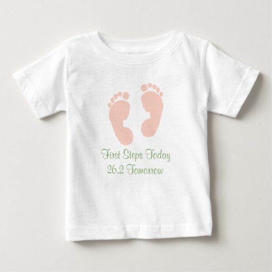 Marathon Baby Roze Voetafdruk T-shirt (Voorkant)