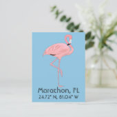 Marathon FL Keys Flamingo Latitude Longitude Briefkaart (Staand voorkant)