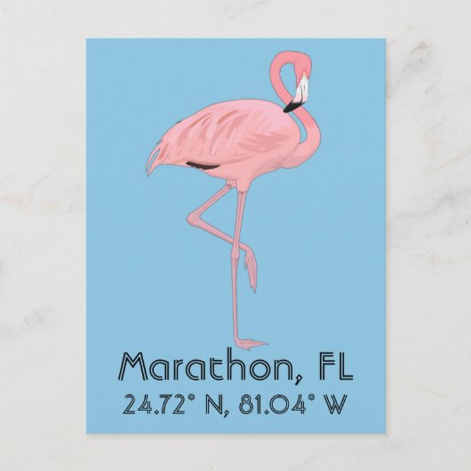 Marathon FL Keys Flamingo Latitude Longitude Briefkaart (Voorkant)