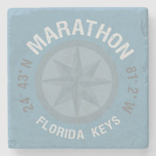 Marathon Florida Keys Latitude Longitude Nautical Stenen Onderzetter