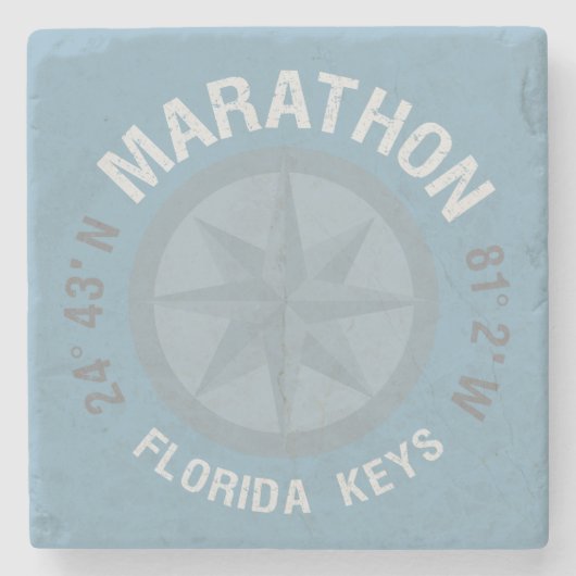 Marathon Florida Keys Latitude Longitude Nautical Stenen Onderzetter (Voorkant)