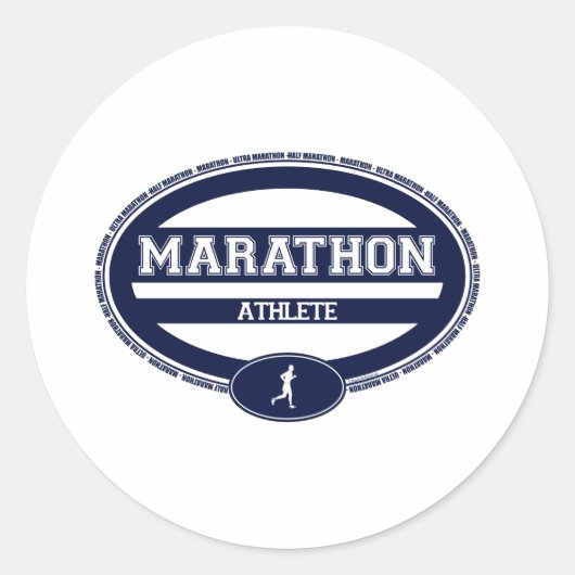 Marathon Oval voor atleten en toeschouwers Ronde Sticker (Voorkant)